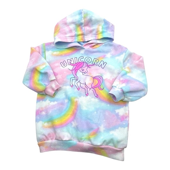 065 H&M Unicorn Pastel Rainbow Hoodie - Picture 2 of 4